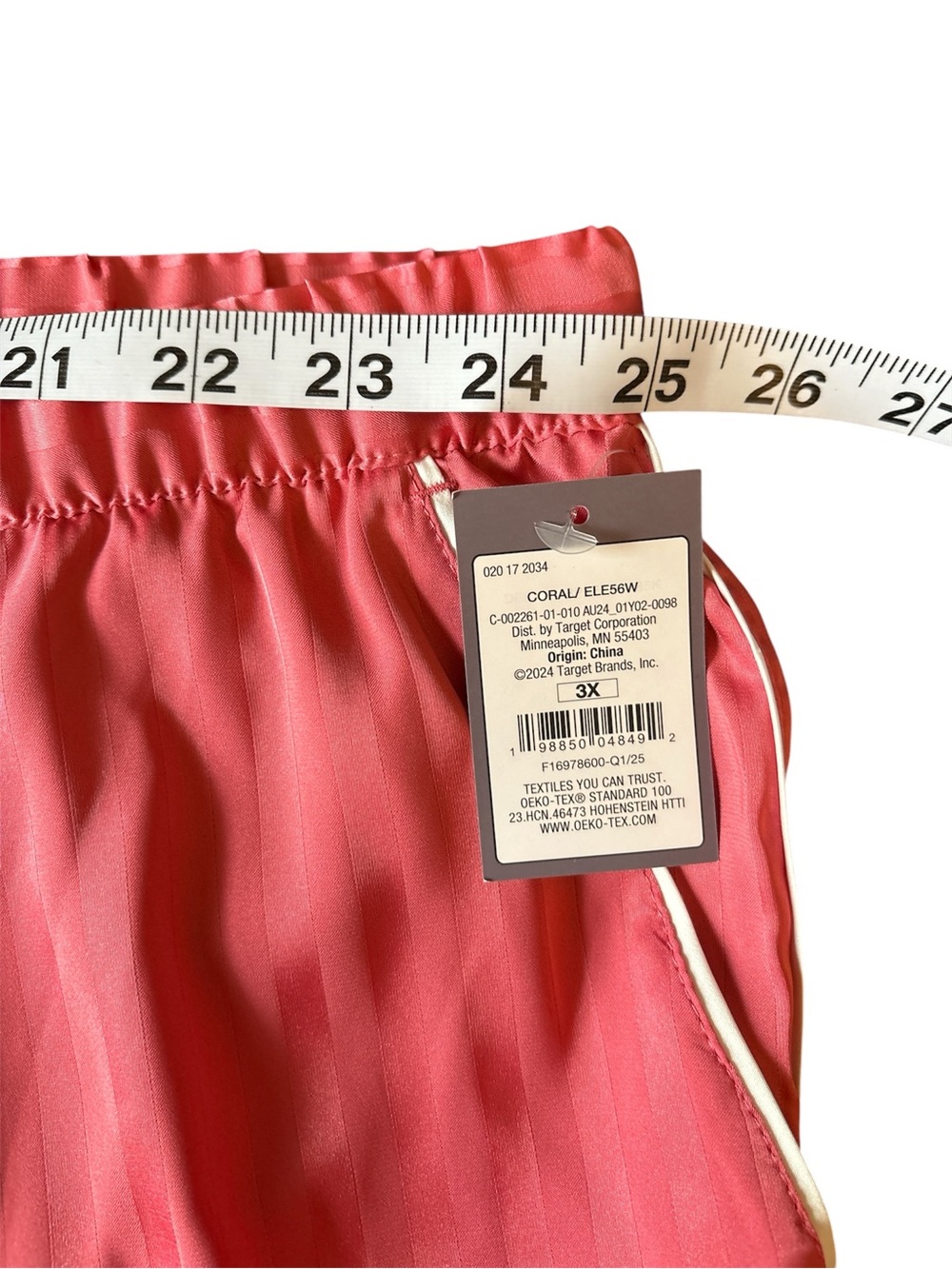 Auden Coral Satin Wide-Leg Pajama Pants Plus Size 3X NWT - Picture 2 of 3
